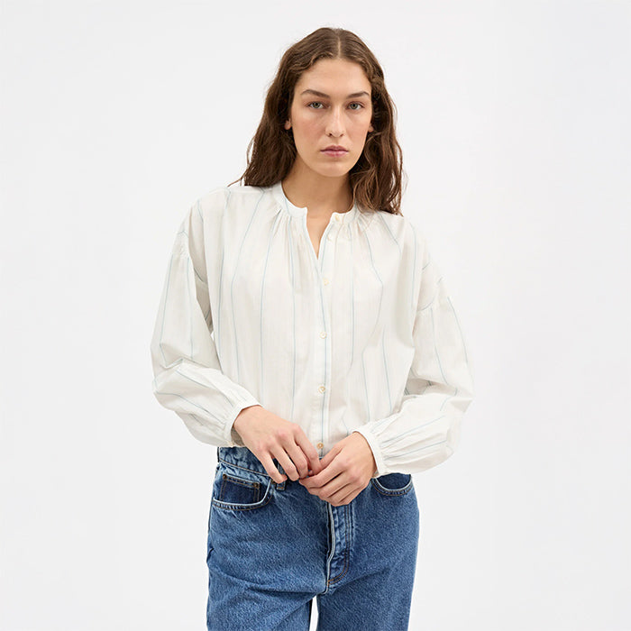 Cilla skjorte | White/Navy Stripe
