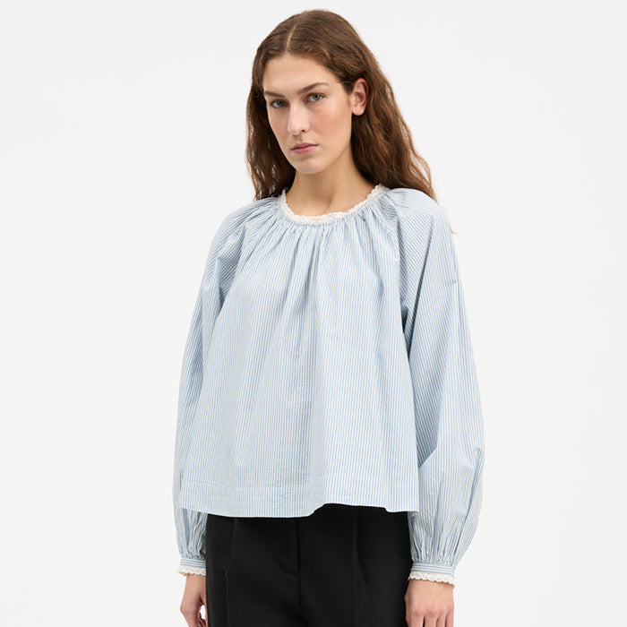 Karlie Blouse | Light Blue/White Stripe