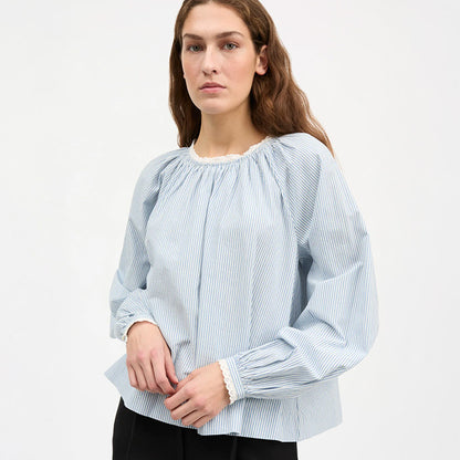 Karlie Blouse | Light Blue/White Stripe