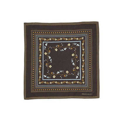 Floral scarf 55x55 | Dark brown