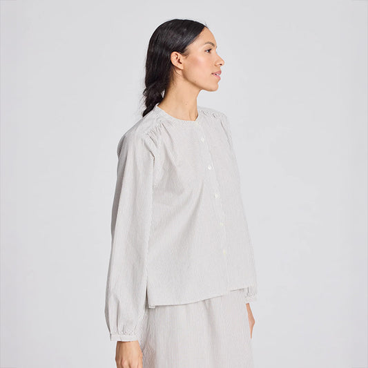 Vilda smalstribet skjorte | Mulch/White