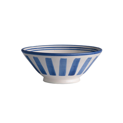 Stribet keramikskål, Blå